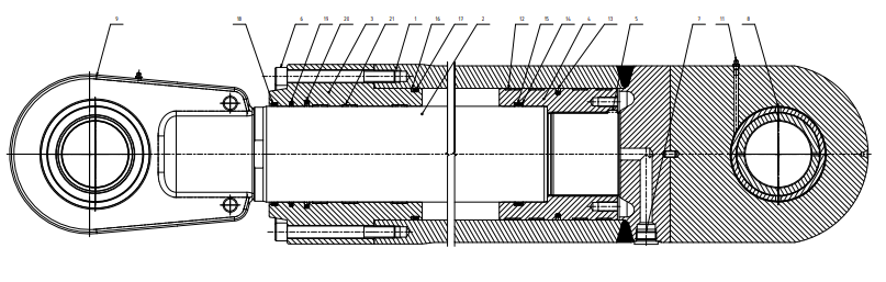 Technische Zeichnung Hydraulikzylinder Skizze